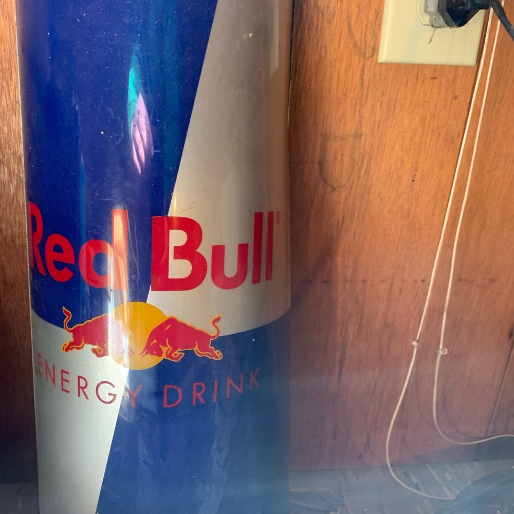 Redbull light.  Approx 2ft x 1ft.    Needs new bulb